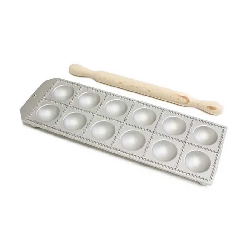 12-Cavity Round Ravioli Maker With Rolling Pin – 3.8 Cm Depth, 11.5 X 33.5 Cm 1