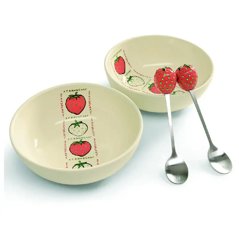 2-Piece Strawberry Pattern Bowl Set – 14.5 Cm Diameter 1