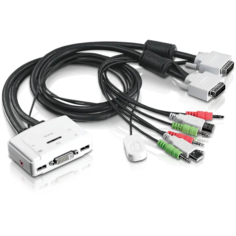 2-Port Dvi + Usb Kvm Switch Kit With Integrated Audio Support | Tk-214I 1