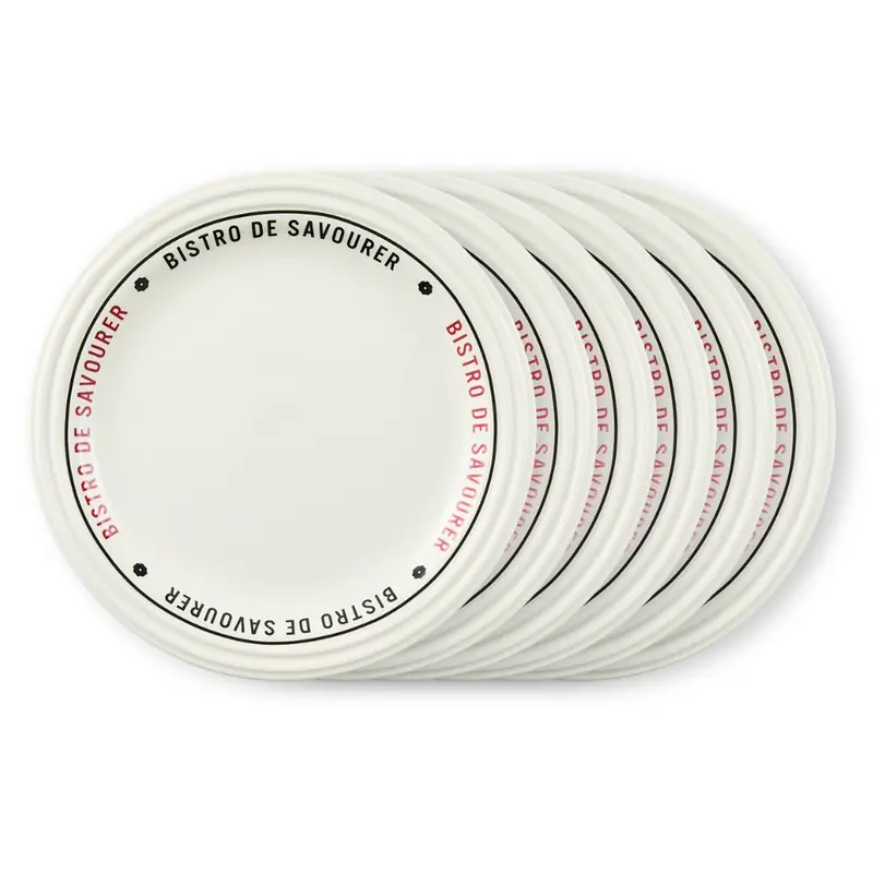 25Cm Dinner Plates – Set Of 6, Bistro Tableware Series 1