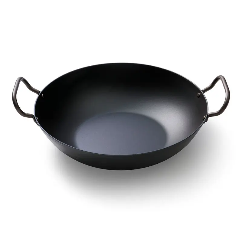 33 Cm Wadjan Carbon Steel Wok With Dual Side Handles – 8.5 Cm Depth 1