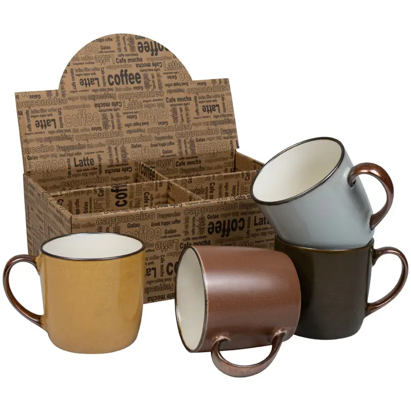 4-Piece Ceramic Mug Set – Just Coffee Design – 300 Ml Capacity Each 1