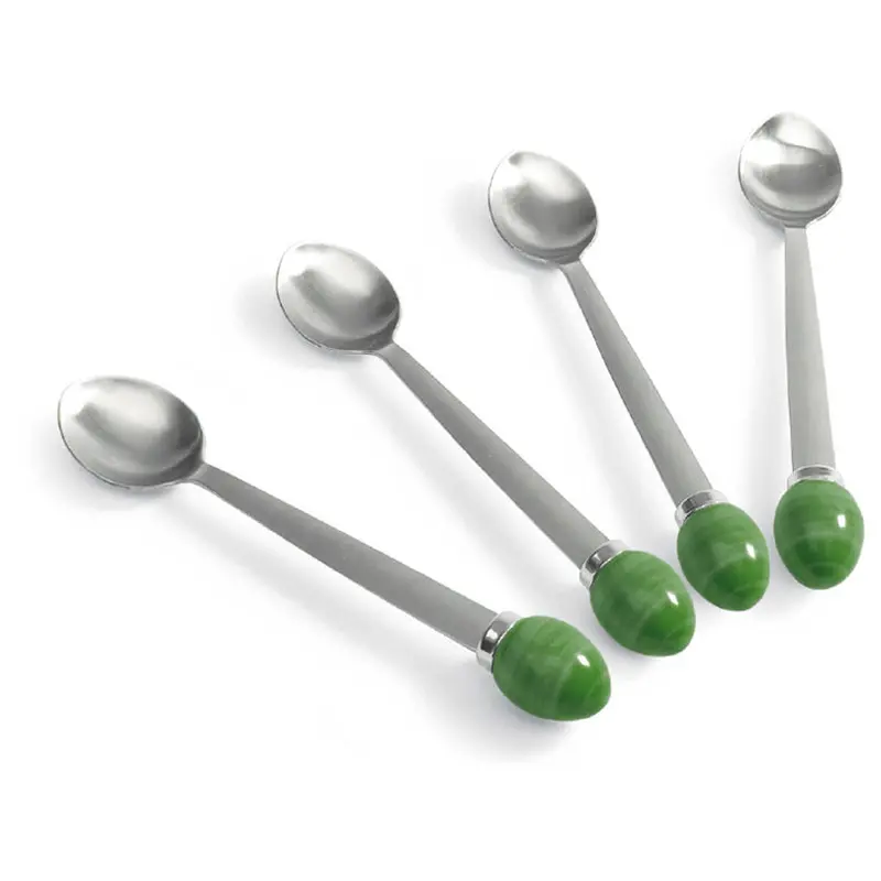 4-Piece Egg Spoon Set – Green, 12 Cm 1