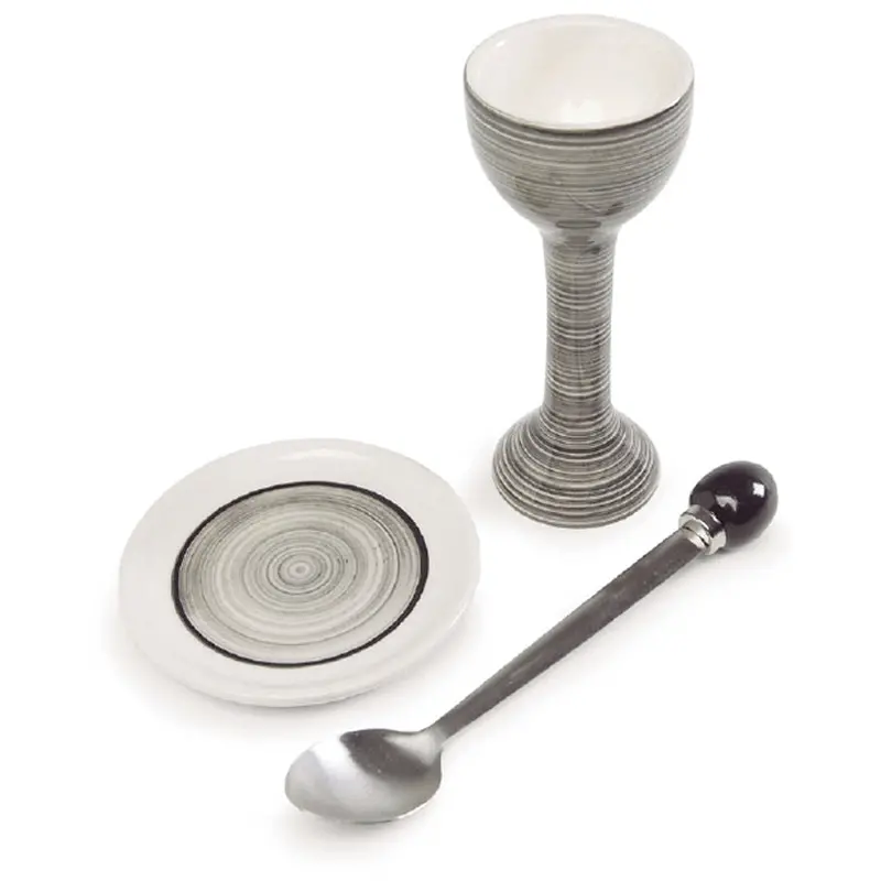 4-Piece Mini Egg Spoon Set – Gray, 8 Cm 1