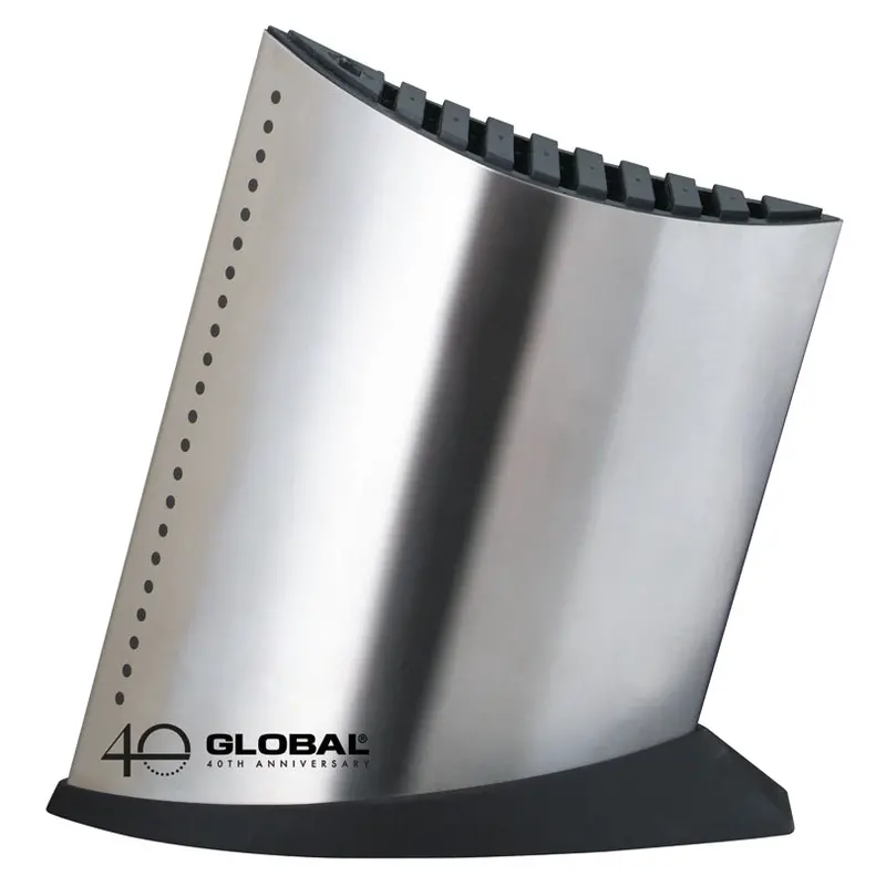 9-Slot Knife Block "40Th Anniversary Global" By Global – 25.5 × 11 × 27.5 Cm Bamboo Stand 1