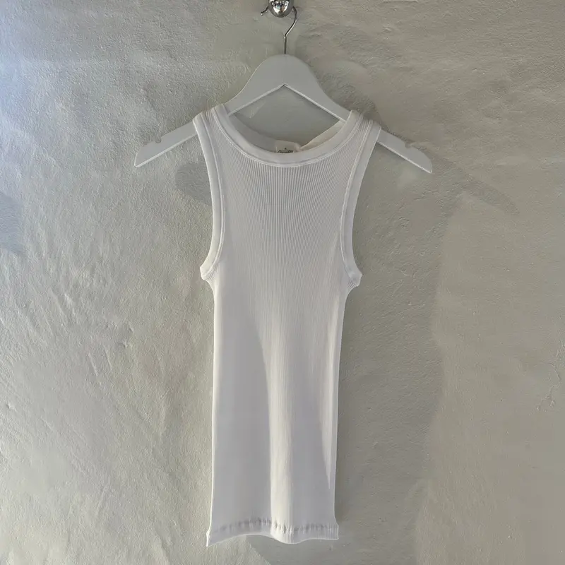 Americana White Ribbed Cotton Tank Top, Style 7165 1