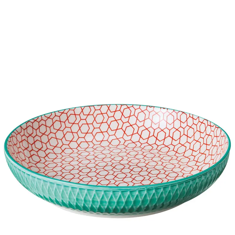 Amici Turquoise Diamond Pattern Soup Bowl & Serving Dish – 750 Ml, Ø21.5 X 4.5 Cm 1