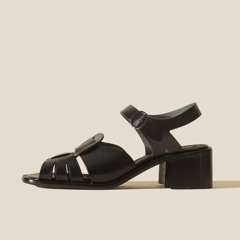 Ancora Black Square-Toe Heeled Sandals 1