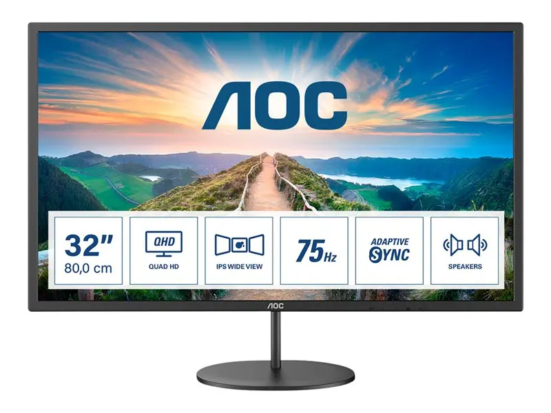 Aoc 31.5" Ips Desktop Monitor – 75Hz, Qhd Resolution, Productivity-Focused 1
