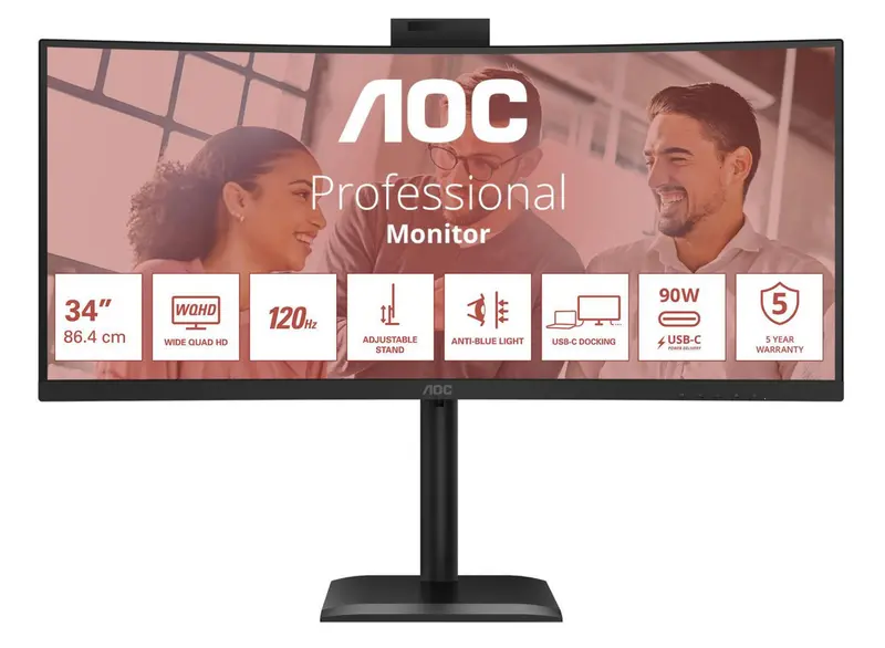 Aoc Cu34E4Cw 34-Inch Uwqhd Curved Gaming Monitor – 120Hz, 4Ms 1