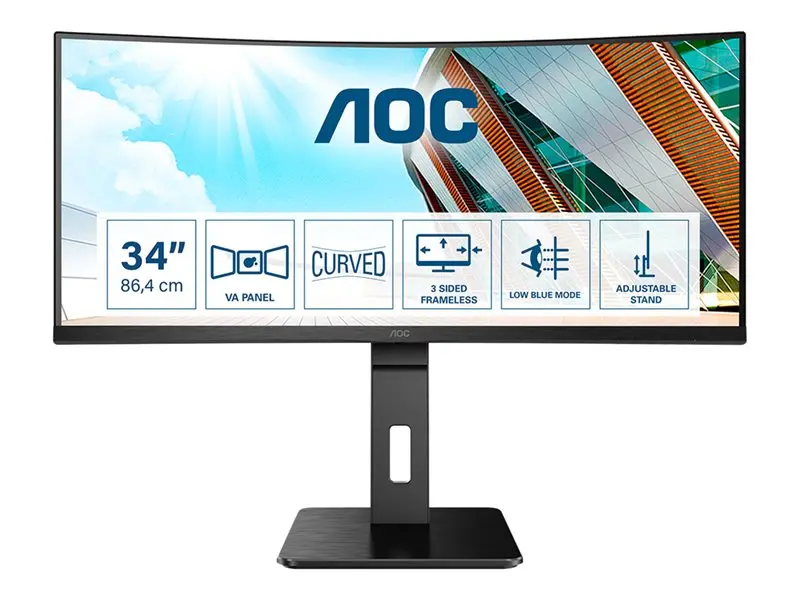 Aoc Cu34P2A — 34" Ultrawide Led Monitor, 100Hz Refresh, 1Ms Gtg 1