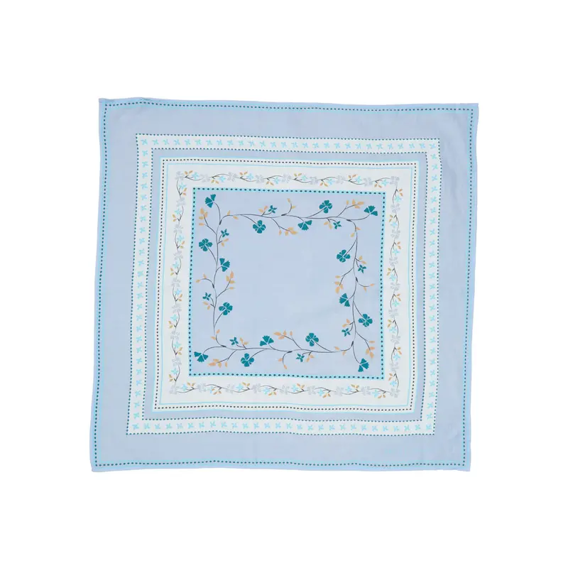Aqua Floral Square Scarf (55X55 Cm) By Skall 1