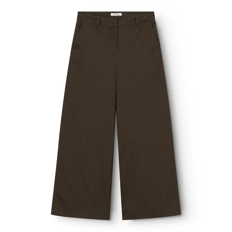 Arlo Striped Trousers In Dark Brown 1