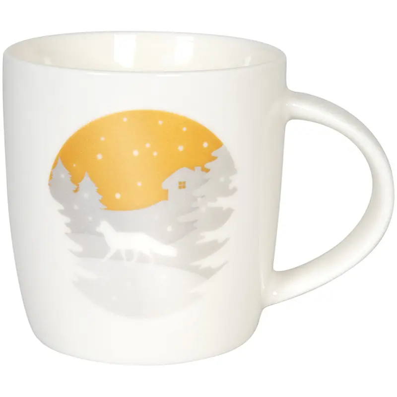 Artisan Ceramic Mug – Simply Golden Fox Illustration, 350 Ml, 8.8 Cm × 9.2 Cm 1