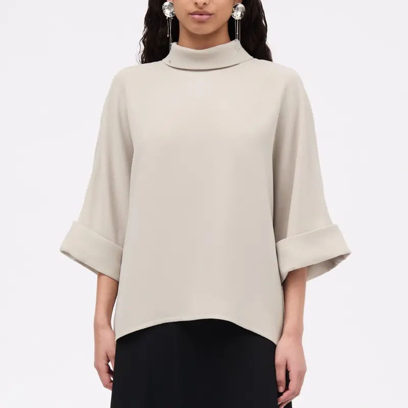 Bailee Draped Crepe Georgette Top In Sand 1