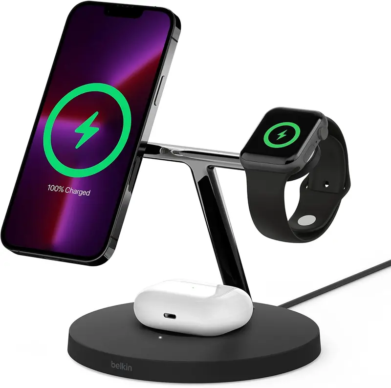 Belkin 3-In-1 Magsafe Wireless Charging Stand For Iphone 12–15 Series | Wiz017Mybk 1