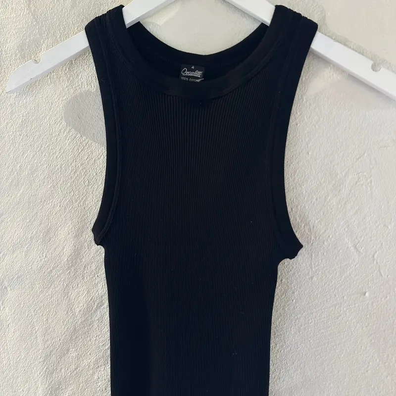 Black American Cotton Ribbed Tank Top (Style 7165) 1