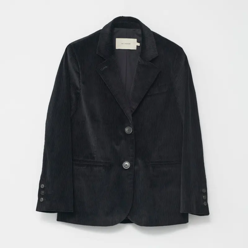 Black Corduroy Structured Blazer 1