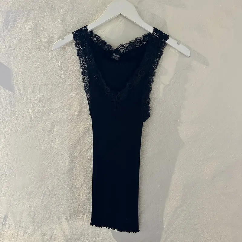 Black Wool-And-Silk Ribbed Tank Top (Style 3410) 1