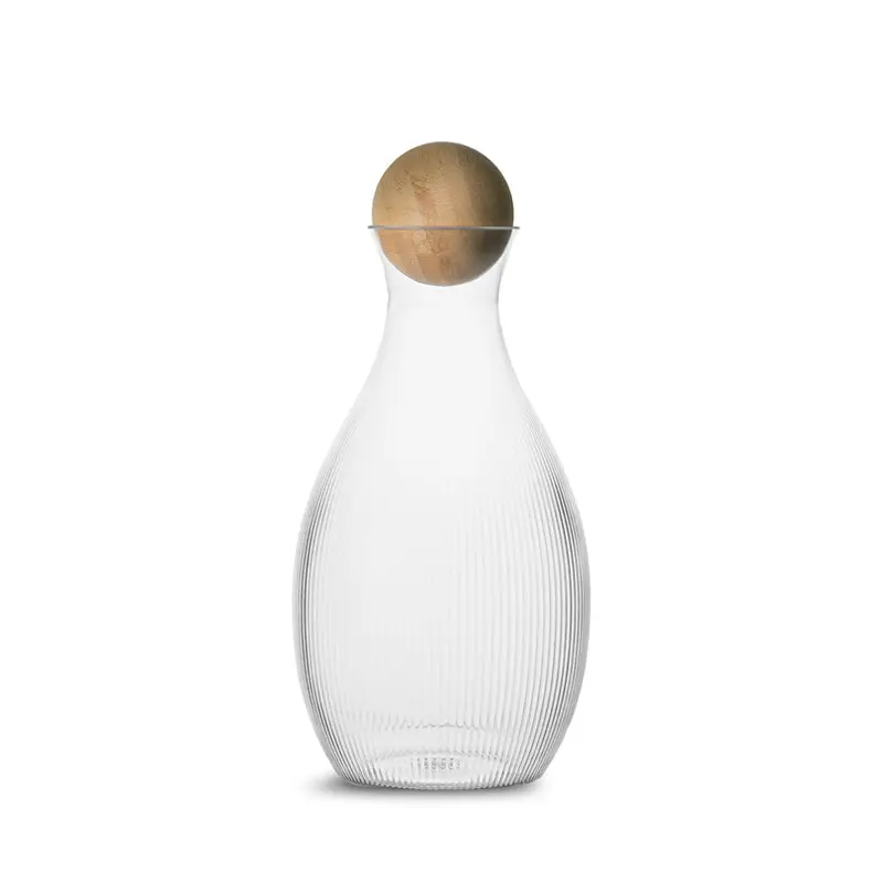 Blanka Oak-Sphere Water Pitcher – 1.4 L, Natural Wood Accent, 12X22.5 Cm 1