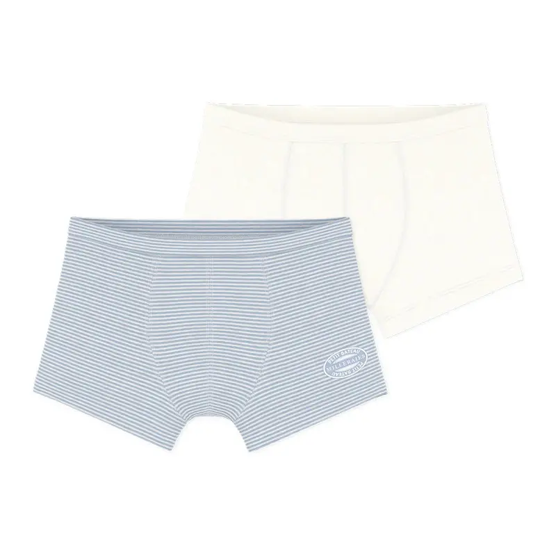 Boys' Solid & Light Blue Stripe Boxer Briefs (2-Pack) 1