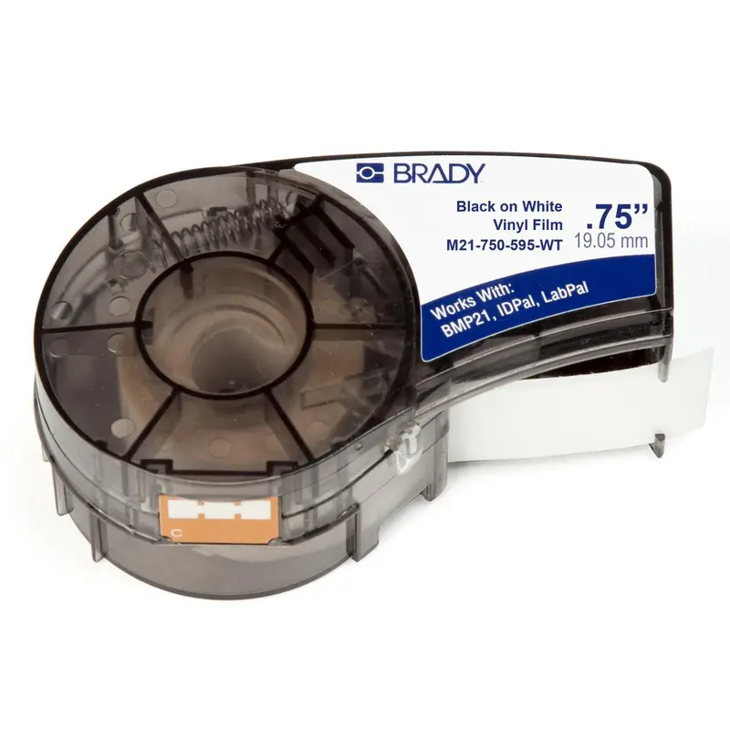 Brady Bmp21-Plus Vinyl Tape – Black-On-White Roll For Portable Labeling 1