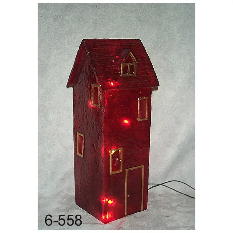 Burgundy Wooden Christmas Cottage – 41 Cm Height 1