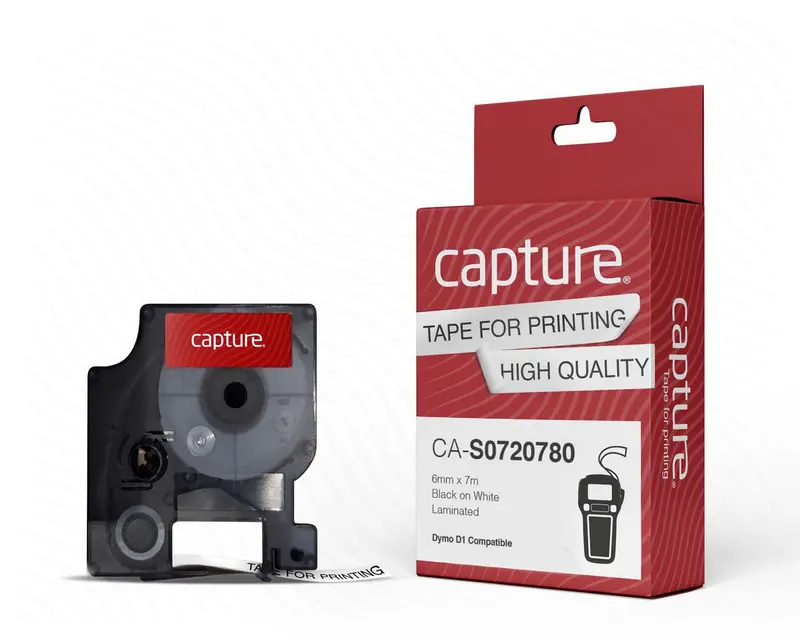 Capture Ca-S0720780 D1-Compatible Label Tape – 6Mm × 7M, Black On White 1