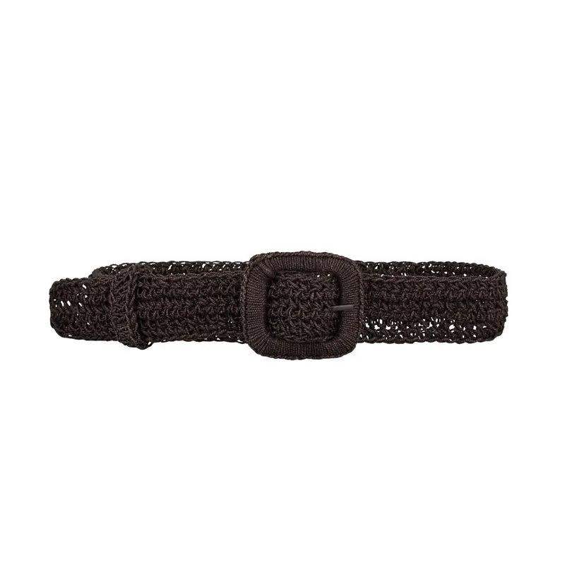 Carla Woven Straw Belt In Dark Brown 1