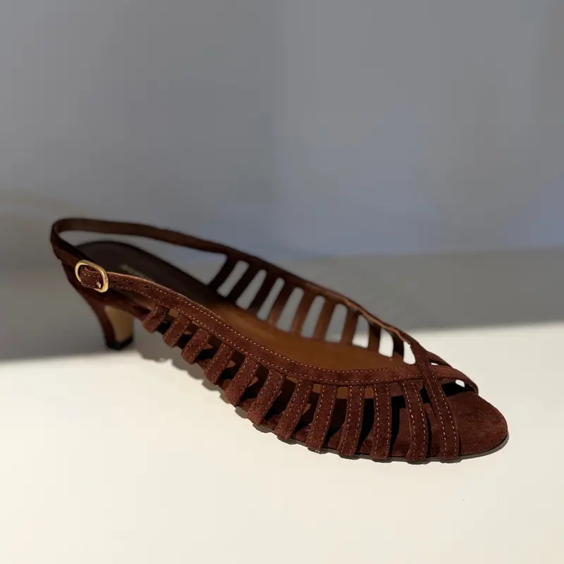 Carminho 40 Suede Calf Leather Stiletto Heels In Chocolate 1