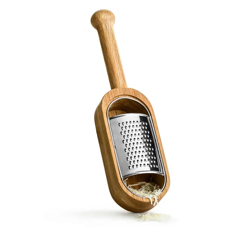 Cheese Grater With Catch Tray – Oak-Finished, 27×7×4.2 Cm Multi-Function Tool 1