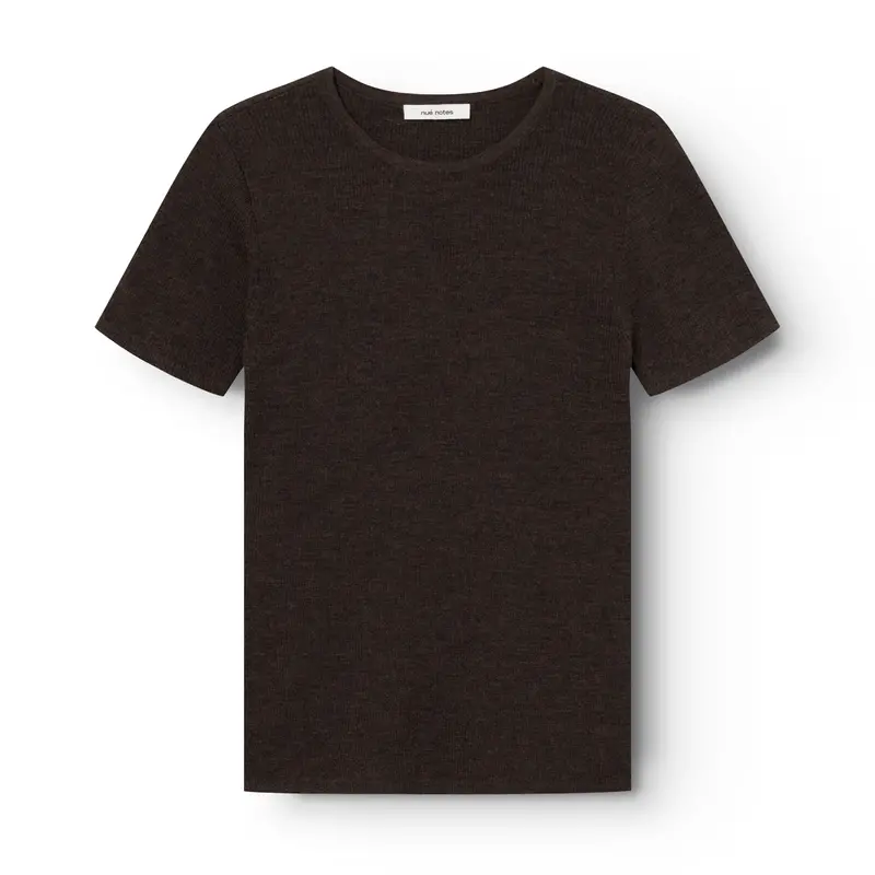 Chico Crewneck Sweater In Dark Brown Melange Yarn 1