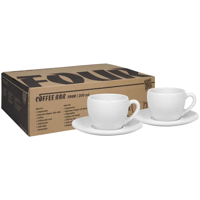Coffee Bar Four Cappuccino Cup & Saucer Set – 2-Piece, 200Ml Each 1