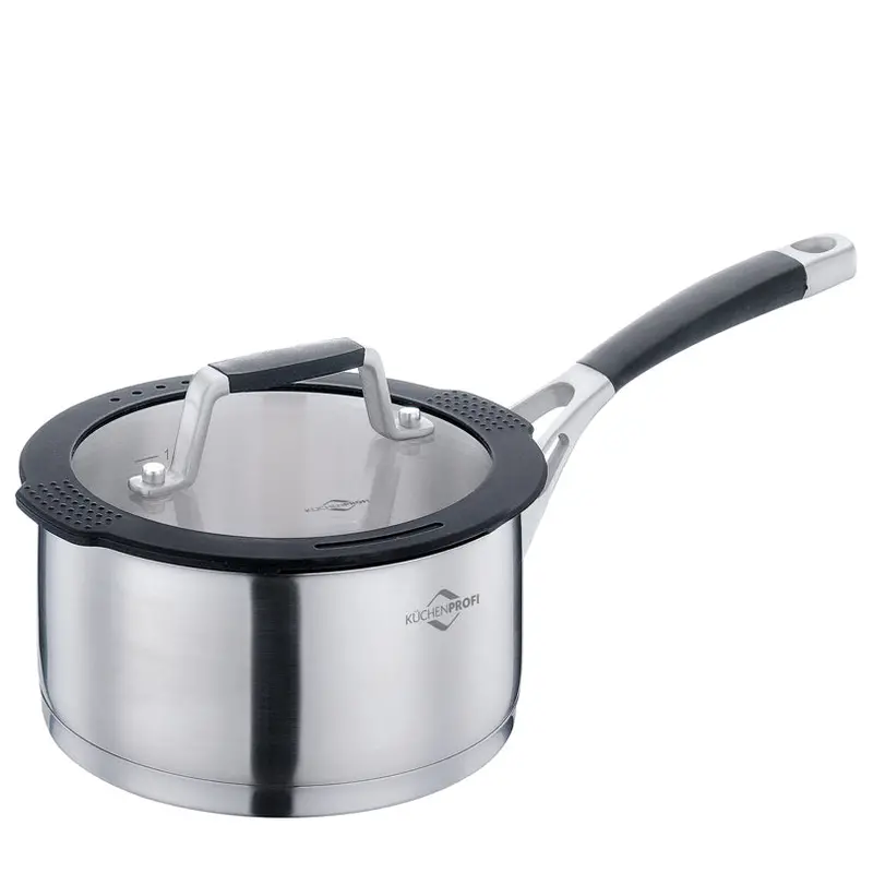 Como Stainless Steel Saucepan With Tempered Glass Lid – 16 Cm Diameter × 8 Cm Depth, 1.5 L Capacity 1
