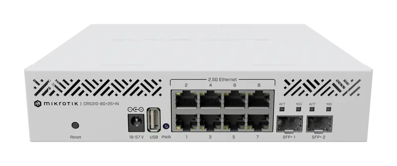Compact Layer 3 Managed Switch: 8X 2.5G Rj45 + 2X 10G Sfp+ | Crs310-8G+2S+In 1