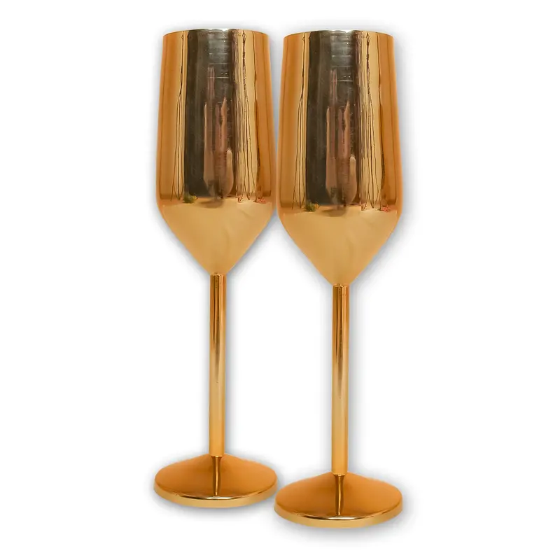 Copper-Finished Stainless Steel Champagne Flutes – Shatterproof Elegant Glassware 1