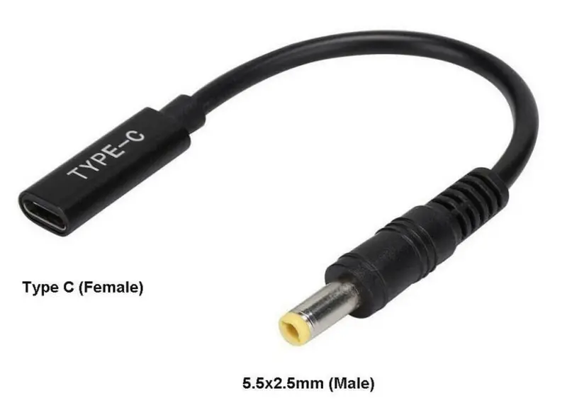 Coreparts 100W Usb-C To 5.5X2.5Mm Dc Power Adapter Cable 1