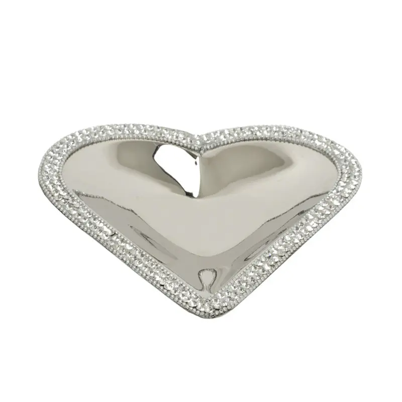 Crystal-Embellished Heart Bowl – Nickel-Plated Decorative Dish (18.5 Cm × 18.5 Cm) 1