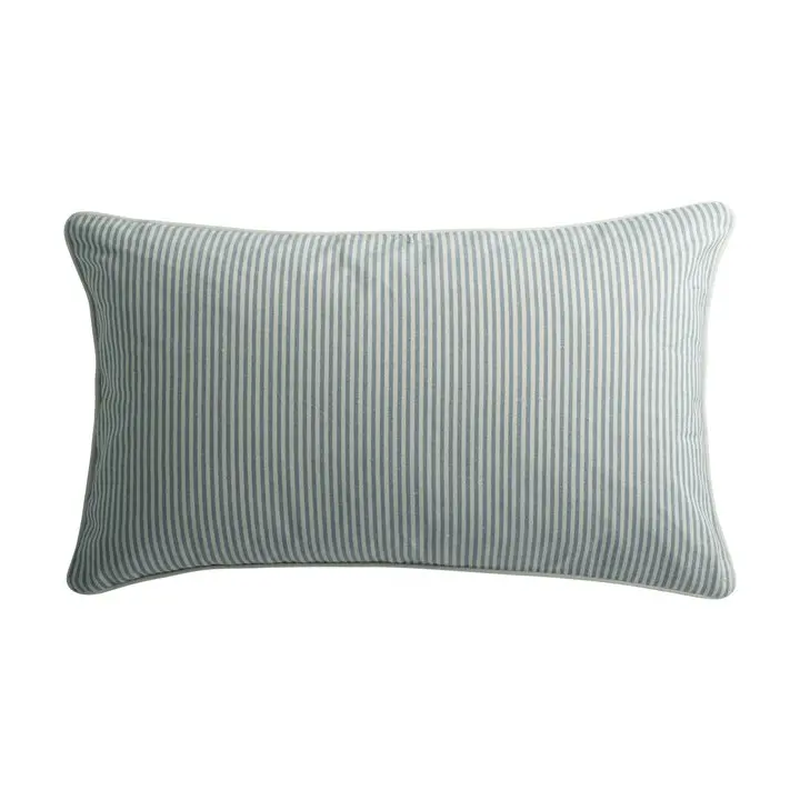 Denim Blue & White Striped Cushion Cover (40X60 Cm) 1
