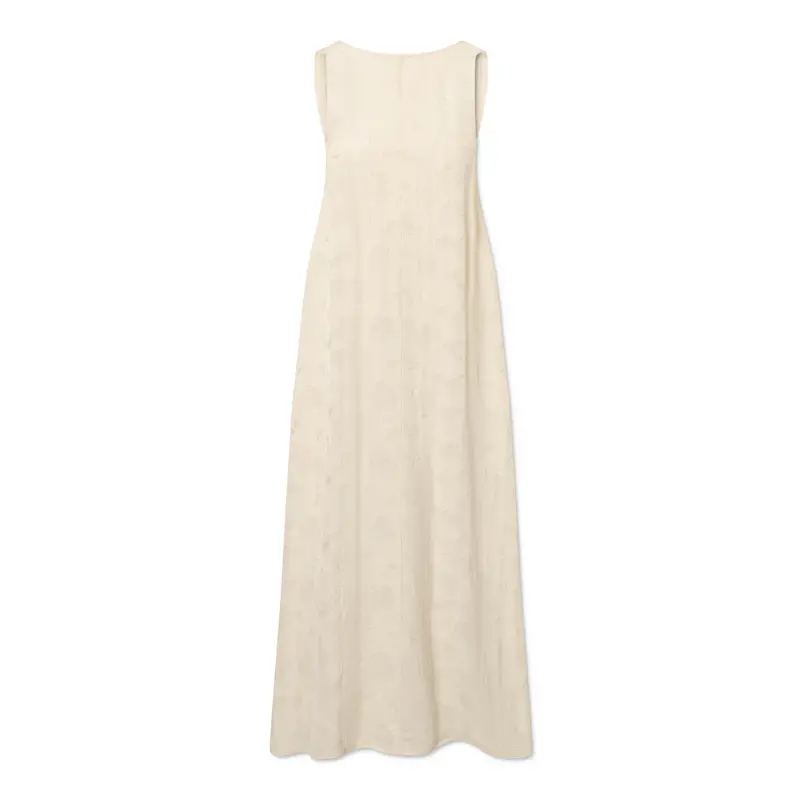 Deomira Viscose-Linen A-Line Dress In Cream 1