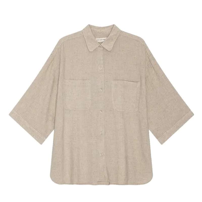 Ellie Natural Linen Short-Sleeve Shirt 1