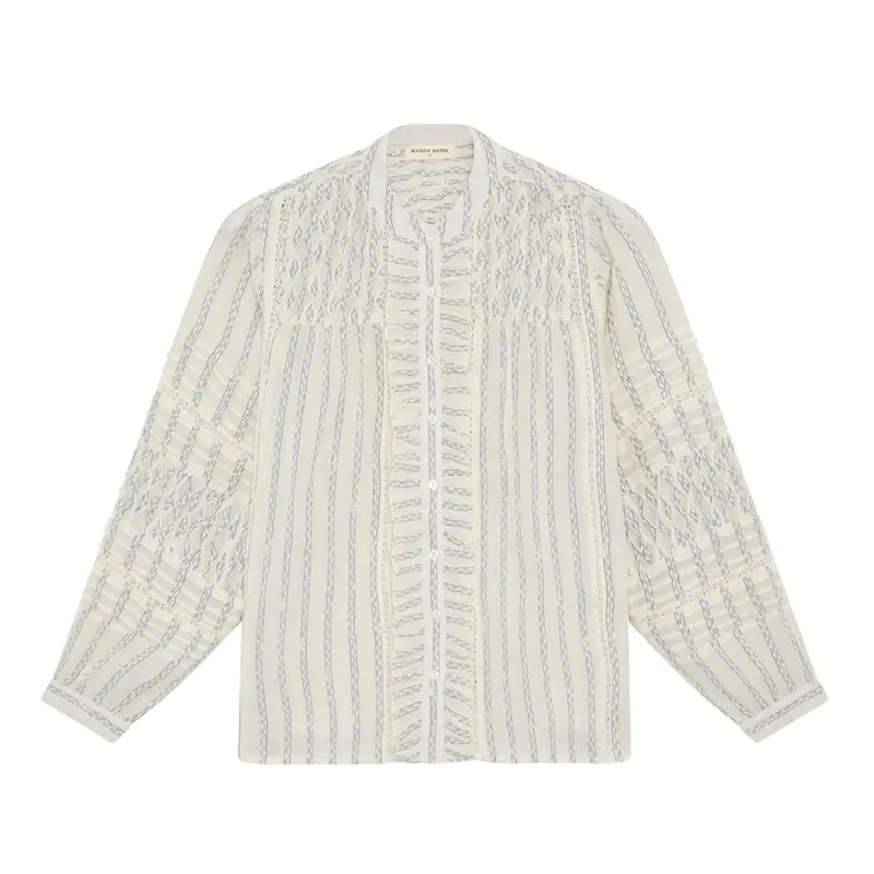 Elta Effortless Blouse – Cloud Thread Texture In Soft Neutral 1