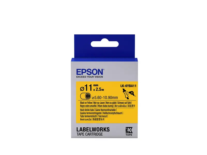 Epson Heat-Shrink Label Cartridge – Lk-6Yba11 (Black/Yellow, Ø11Mm, 2.5M) 1
