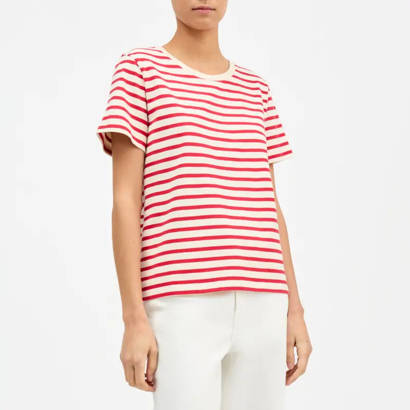 Fitted Off-White And Red Striped Tee By Marron 1