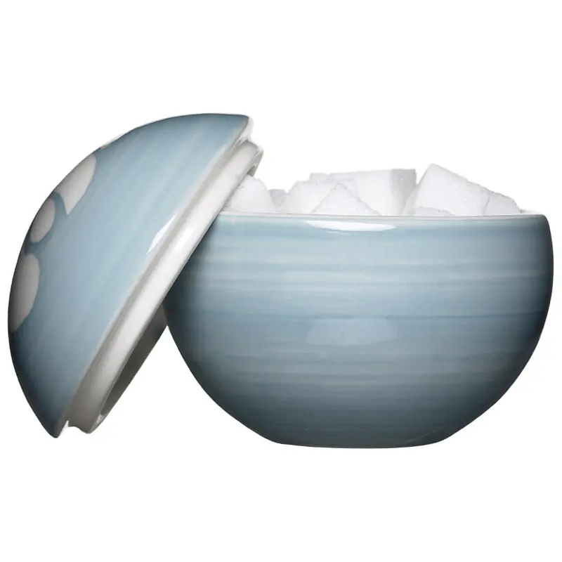 Floral Blue Sugar Dispenser – Ceramic Jar With Lid 1