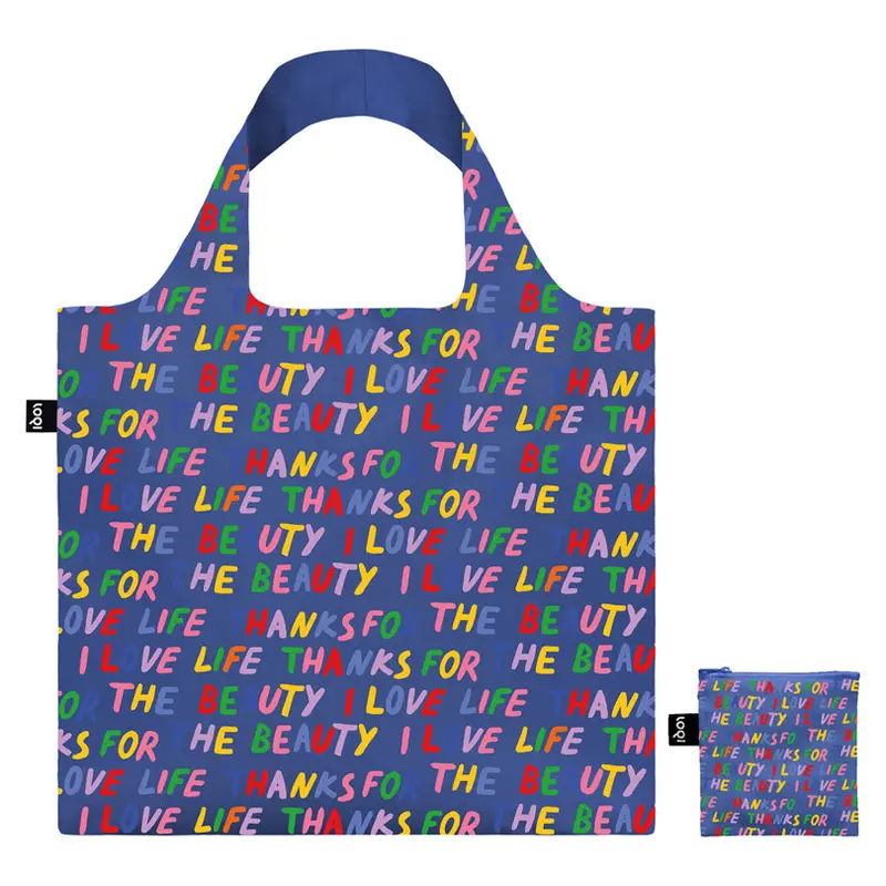 Glitter Power Recycled Shopping Tote – Blue Love Life Design, 50X42/69 Cm Expandable 2