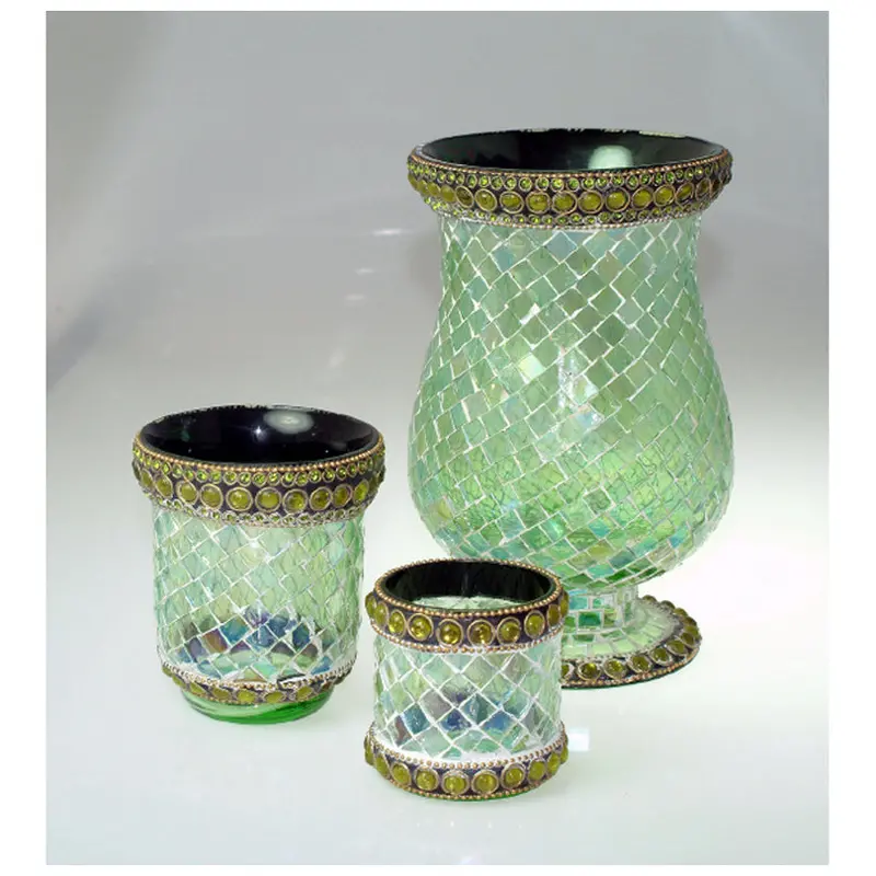 Green Mosaic Tea Light Holder – 11 Cm Diameter 1