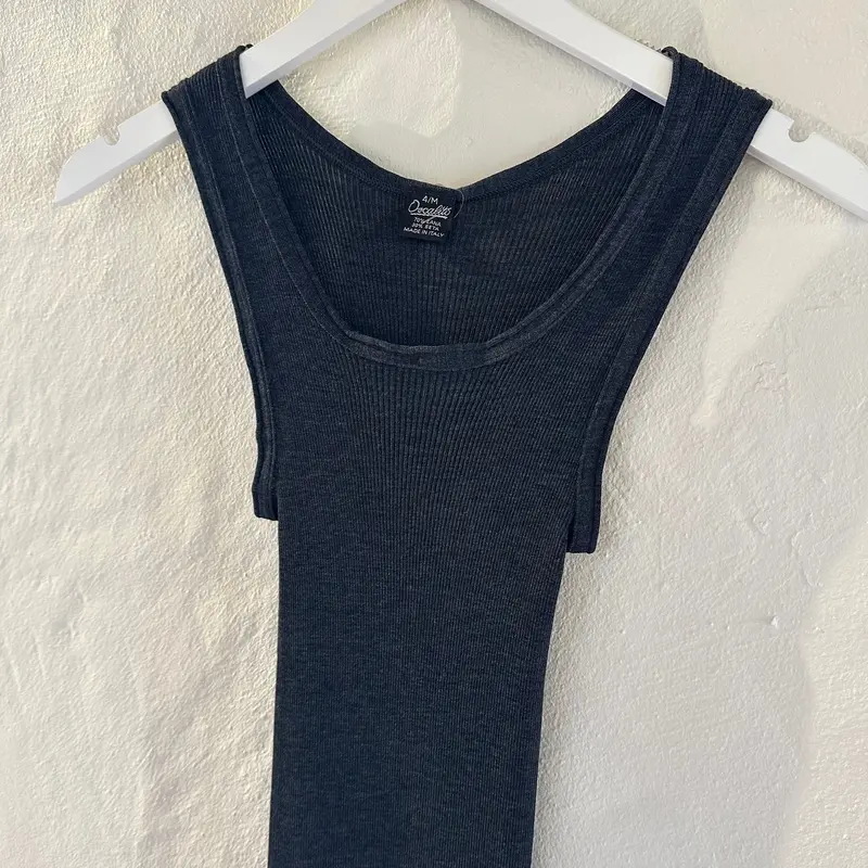 Grey Wool-And-Silk Ribbed Tank Top (Style 3442) 1