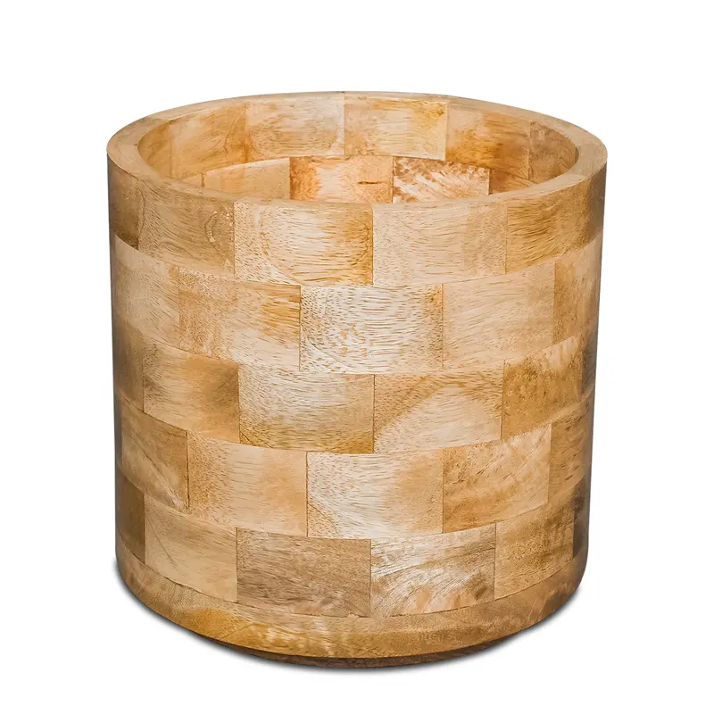 Hand-Painted Wooden Planter – Unique Patchwork Texture For Stylish Indoor Greenery Display 1