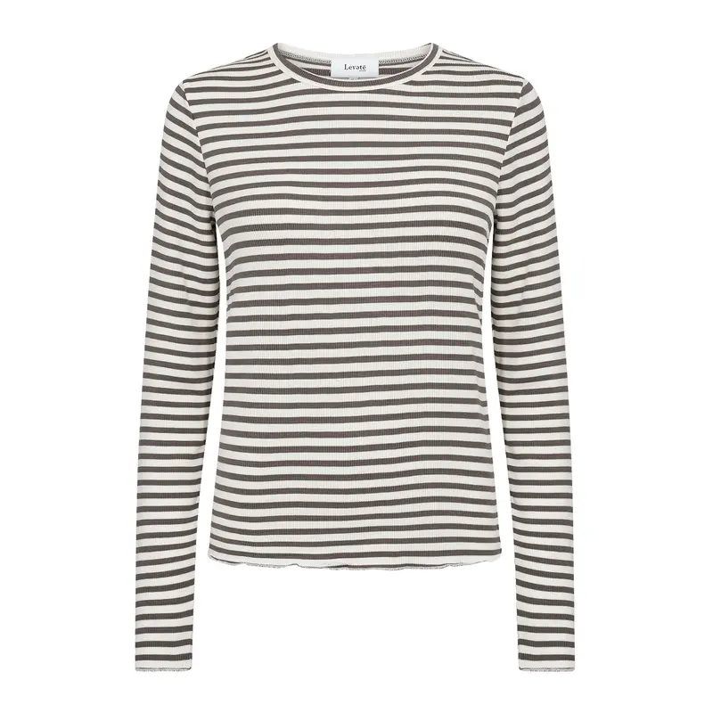 Ika 11 Relaxed Blouse In Falcon Gray And Off-White 1